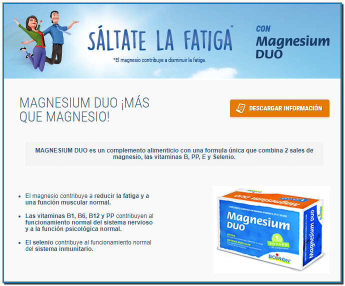 Magnesium DUO, una fórmula completaLa mayor parte de los estudios han puesto de manifiesto que un alto número de individuos tiene una ingesta de Magnesio inferior a los niveles recomendados.
