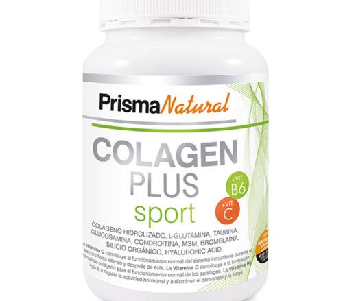 Colágeno Plus Sport Prisma Natural 300 g es el complemento de colágeno definitivo para deportistas. A base de Colágeno hidrolizado, L-glutamina, Taurina, Glucosamina, Condroitina, MSM, Hialuronato sódico, Plantas y Vitaminas.