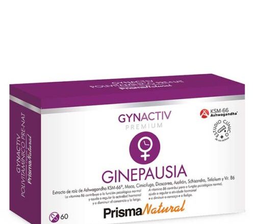 Ginepausia, Gynactiv de Prisma Natural. Ginepausia es alternativa natural más eficaz a las terapias hormonales sustitutivas, enfocadas para aliviar los síntomas de la menopausia y prevenir los trastornos crónicos derivados de ella.