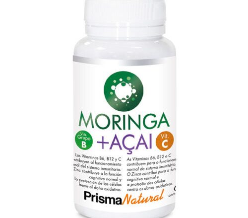 Cardiovascular MORINGA+AÇAI. Moringa + Açai, 60 comprimidos de Prisma Natural. La Moringa + Açai es un complemento alimenticio hecho a base de plantas antioxidantes, vitaminas y minerales,