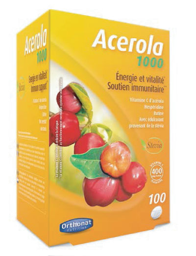 Acerola 1000 ORTHONAT (Por 1 comprimido) – Zumo Acerola deshidratado (Malpighia punicifolia L.) 1.000 mg