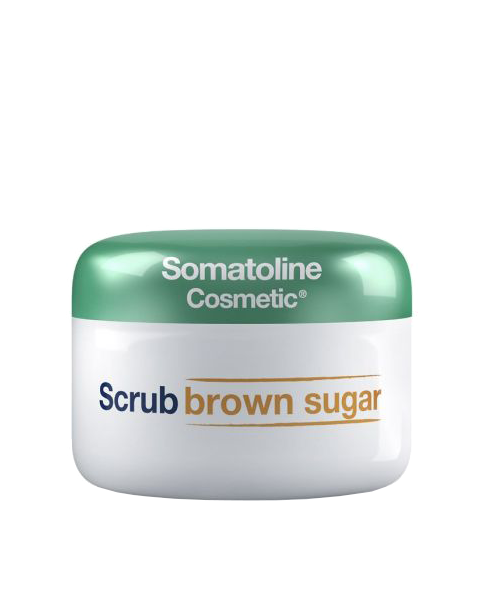 SOMATOLINE Exfoliante Scrub Brown Sugar. El exfoliante que revitaliza e hidrata la piel. Exfoliación intensa, fragancia balsámica.