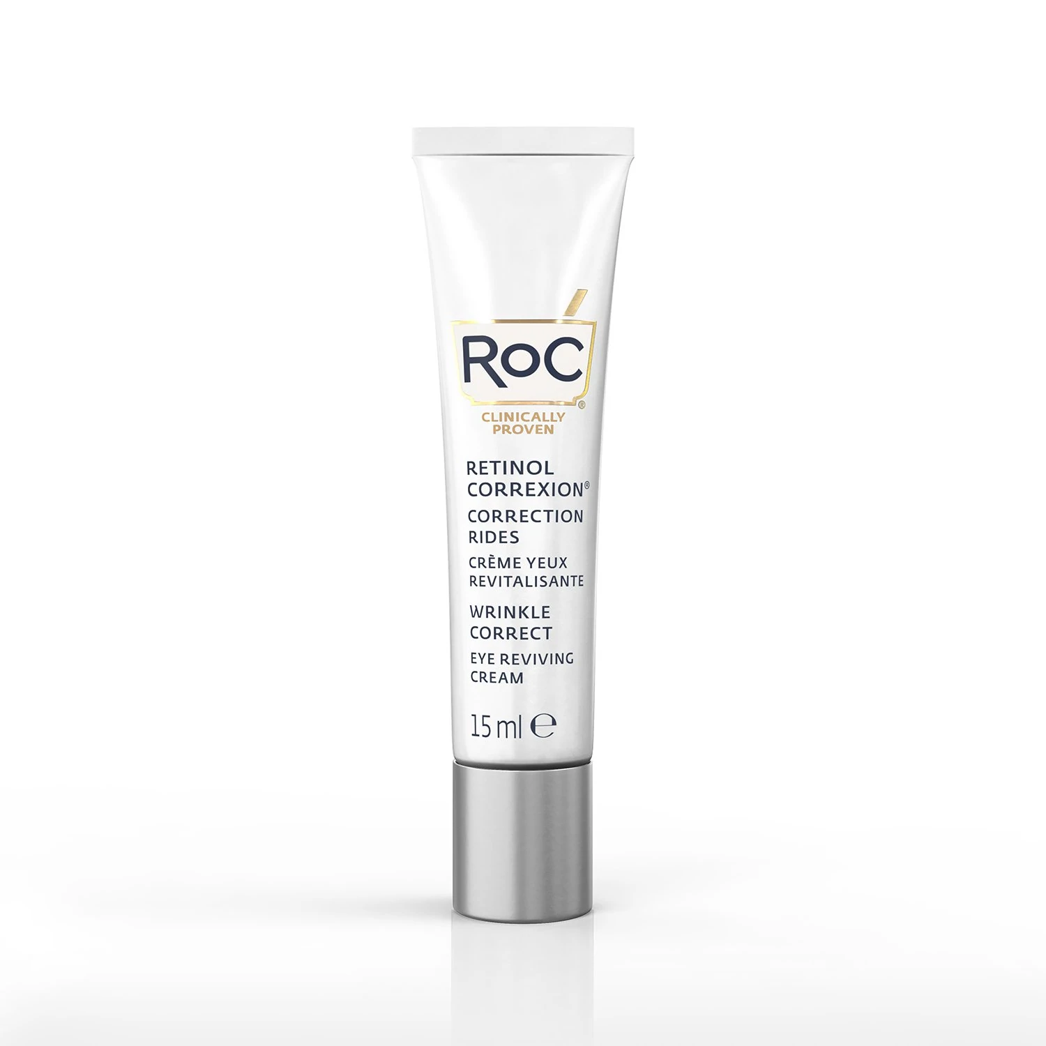 ROC RETINOL CORREXION® Wrinkle Correct Crema De Ojos. Con nuestra avanzada combinación de RoC® Retinol y ácido hialurónico esta crema de ojos reduce visiblemente las líneas de expresión y las arrugas.