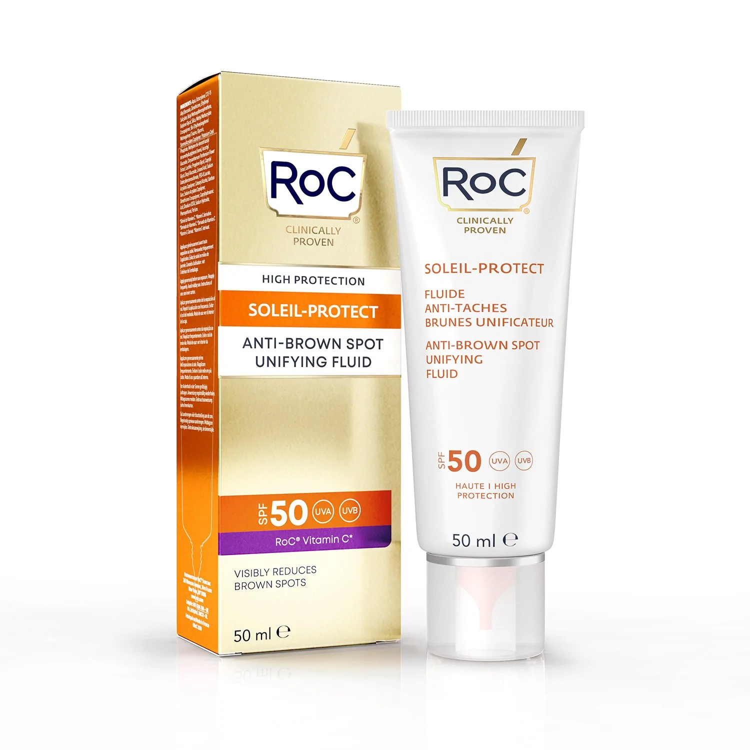 ROC Soleil-Protect Anti Manchas SPF50. Esta crema además de ser protectora, reduce visiblemente las manchas marrones, protege y mejora la apariencia juvenil de la piel.