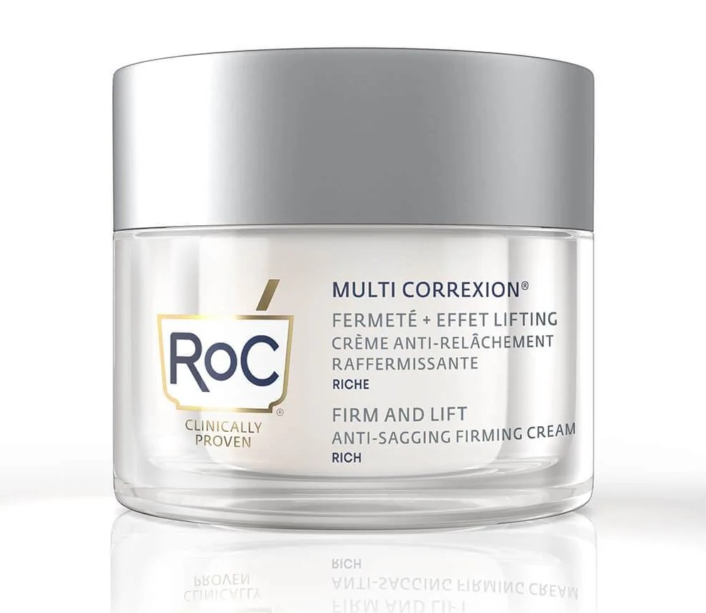 ROC Multi Correxion Firm + Lift Crema Reafirmate es una crema rica y envolvente que, según estudios clínicamente probados, mejora la firmeza de la piel y ayuda a remodelar los contornos faciales para evitar la flacidez.