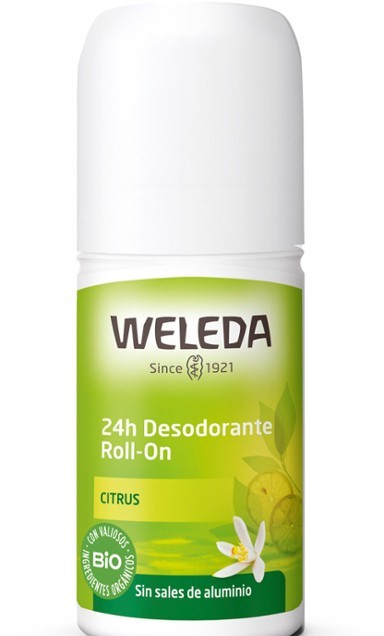 WELEDA Desodorante Roll-On 24 h de Citrus. 24 h de protección eficaz y frescor natural. 100 % natural sin sales de aluminio.