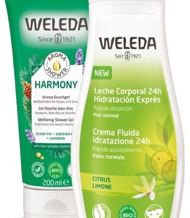 WELEDA Pack Leche Corporal Citrus + Aroma Shower Harmony. Pack hidratante de ducha y leche corporal. Pack con un descuento en el gel de ducha. Una ducha reconfortante y una hidratación rápida dejando la piel flexible. 