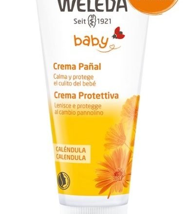 WELEDA Crema Pañal de Caléndula. Protege contra la irritación y alivia la piel enrojecida del culito del bebé desde el primer día. Calma y regenera la epidermis enrojecida e irritada en la zona pañal. Mantiene el culito protegido y perfectamente aislado de la humedad.