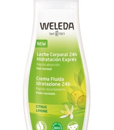 WELEDA Leche Corporal Refrescante de Citrus. Hidratación intensiva, refresca y energiza. Leche corporal ligera con aloe vera Bio, aceite de coco y sésamos. Hidrata la piel de forma inmediata dejándola flexible y suave.