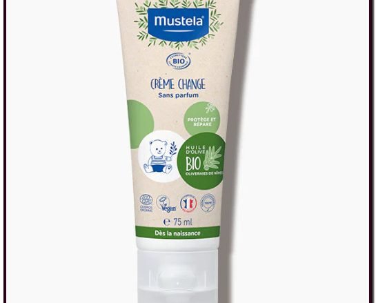 MUSTELA Crema Pañal - Certificada Bio. La Crema Pañal certificada Bio puede usarse en cada cambio de pañal desde el nacimiento*, para cuidar la piel del culito. Su fórmula vegana, sin perfume y con aceite de oliva Bio alivia la piel, repara y favorece la desaparición de las rojeces del pañal. Contiene un 99 % de ingredientes de origen natural. *Bebés salidos de neonatología