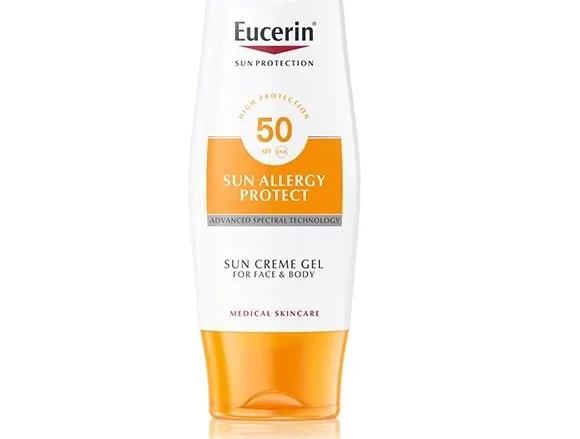 EUCERIN Sun Gel-Crema Allergy Protect FPS 50. Protección solar alta para cara y cuerpo. Advanced Spectral Technology: protección frente a rayos UVA y UVB, y protección contra la luz HEVL