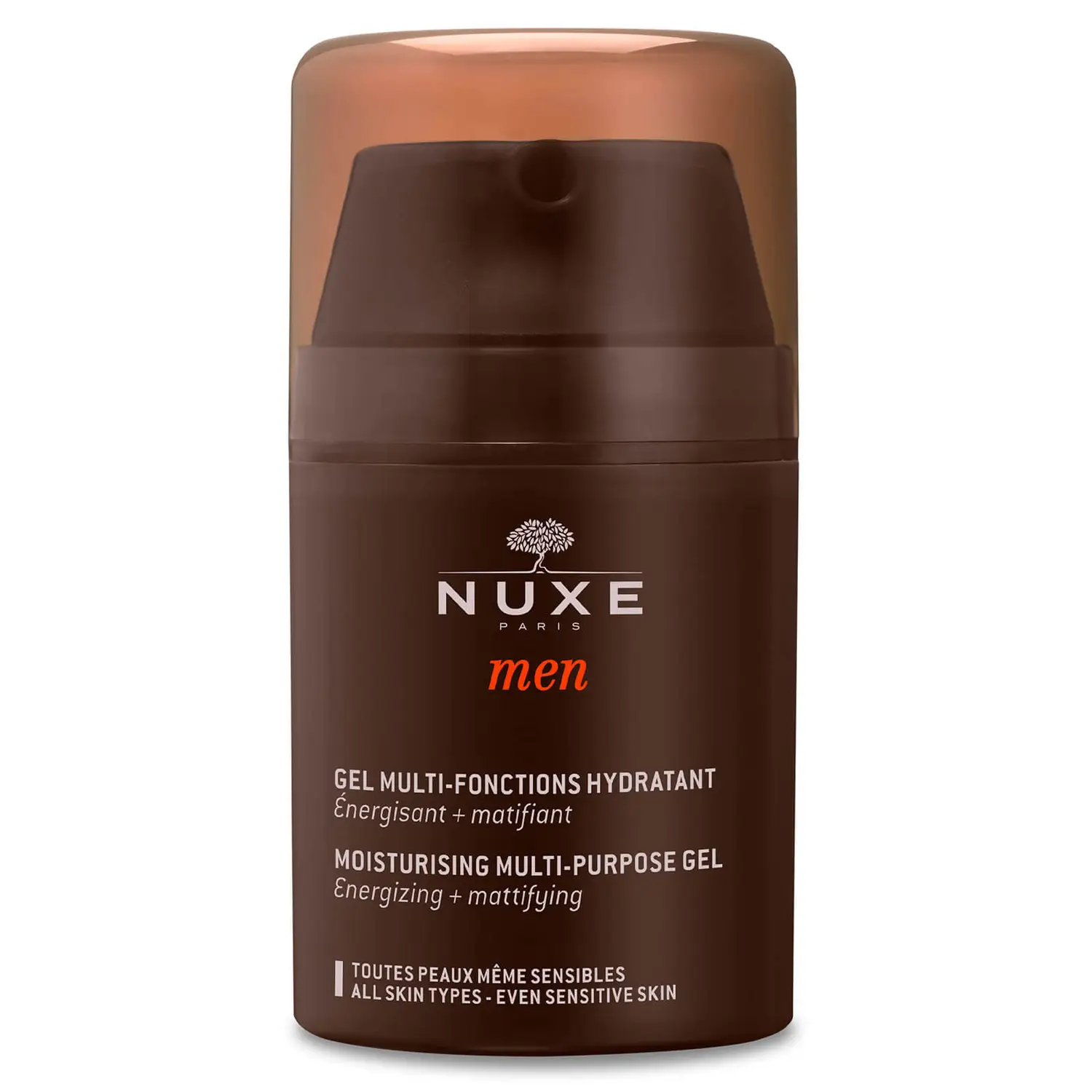 NUXE MEN Gel multi-funciones hidratante, NUXE Men 50 ml. Tratamiento facial hidratante Hombre - energizante, matificante. Todos los tipos de piel, incluso las sensibles.