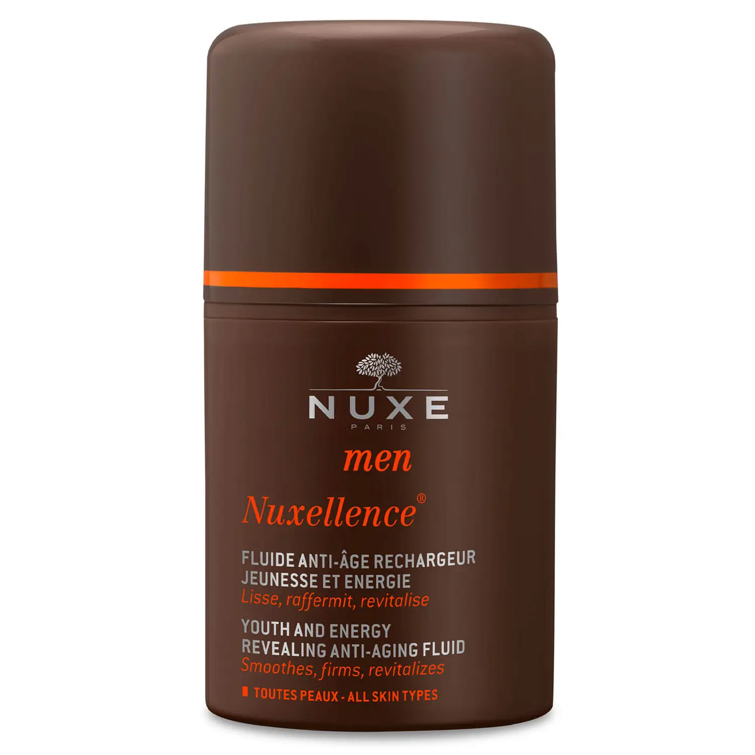 NUXE Men, Nuxellence 50 ml. Fluido antiedad restaurador - juventud y energía. Para todos los tipos de piel. Todas las edades. 91 % de ingredientes de origen natural