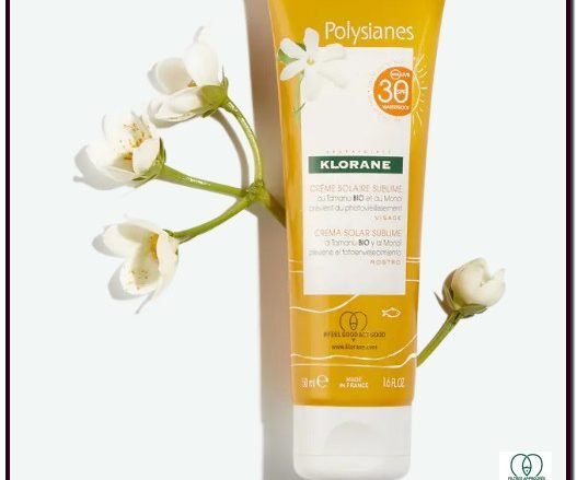 Klorane Polysianes MONOÏ Y TAMANU BIO | SOLAIRE Crema solar sublime SPF 30 PERMANENTE Protege - Hidrata - Ilumina. Una crema facial no grasa al Tamanu BIO y Monoï que protege la piel de los efectos del sol, a la vez que sublima la tez.