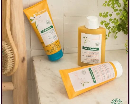 Klorane | Polysianes Acondicionador reparador para después del sol. Nutre - Repara el cabello - Protege. Un acondicionador nutritivo para después del sol enriquecido con Tamanu BIO y Monoï para reparar y nutrir el cabello después de la exposición al sol