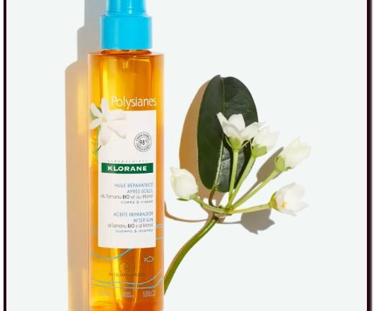 KLORANE POLYSIANES Aceite reparador aftersun. Nutre - Protege - Suaviza - Repara. Este aceite aftersun reparador al tamanu BIO y monoï está formulado específicamente para reparar, nutrir y realzar la piel después de la exposición al sol. Aceite 3 en 1 para nutrir el cuerpo, el rostro y el cabello. Mejora, nutre y repara.