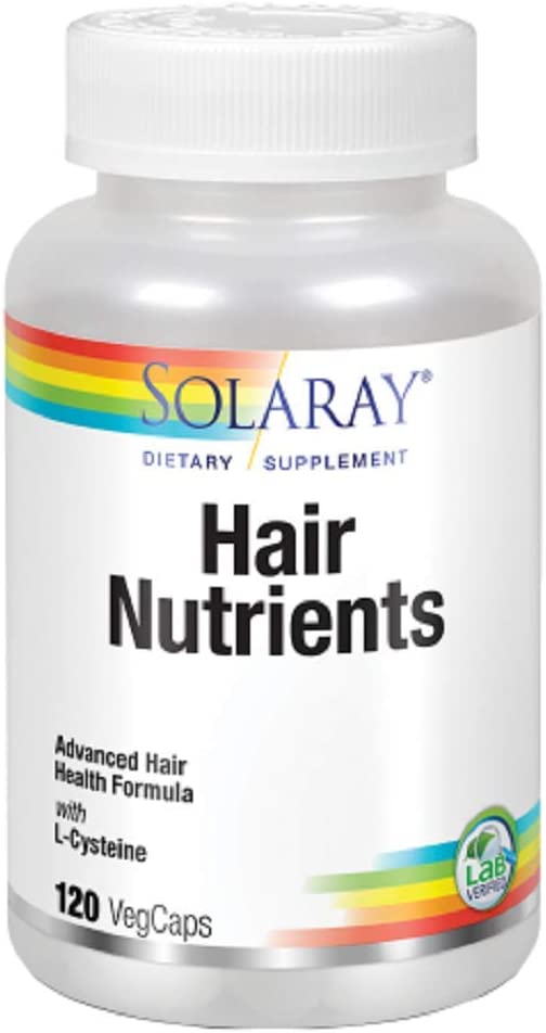 Solaray Hair nutrients vitaminas para mejorar la calidad del cabello a base de la combinación de vitamina C, A, B2, B6, B1 con minerales y otros nutrientes está orientada a prevenir la caída del cabello, a fortalecer el pelo y a favorecer su crecimiento.