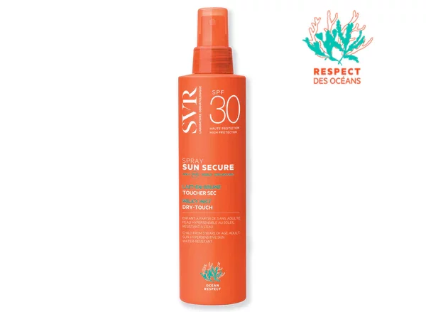 SVR PROTECCIÓN SOLAR SUN SECURE Spray SPF30 Spray solaire toucher sec SPF30. Pour toutes les peaux sensibles. Enfant à partir de 3 ans, adulte. Visage et corps.