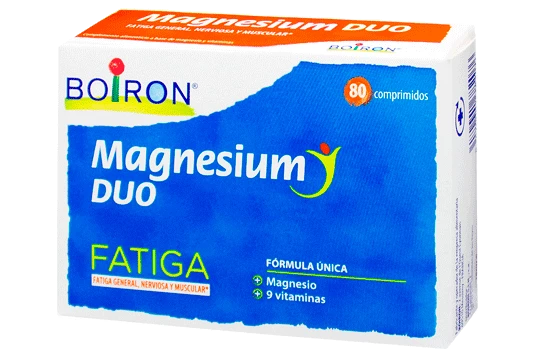 BOIRON MAGNESIUM DUO (FATIGA Y CANSANCIO) Fatiga general, nerviosa y muscular son frecuentemente los primeros signos de un aporte alimenticio insuficiente de magnesio. MAGNESIUM DUO contiene magnesio.