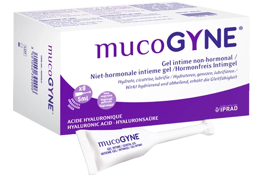 Mucogyne® es un gel íntimo no hormonal a base de ácido hialurónico con estructura liposomal, formulado para restaurar la mucosa vulvovaginal en todas las mujeres, independientemente de su edad.