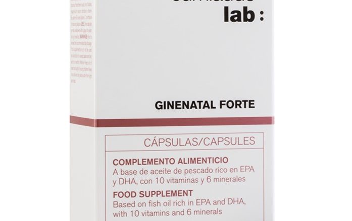 CUMLAUDE LAB Ginenatal Forte Cápsulas. Complemento alimenticio a base de aceite de pescado rico en EPA y DHA, con 10 vitaminas y 6 minerales, específico para la suplementación de la mujer en la etapa preconcepcional, gestacional y de lactancia.