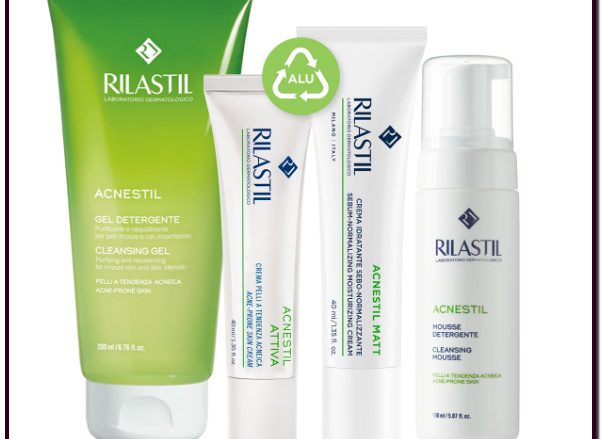 RILASTIL ACNESTIL Cuidado del acné inflamatorio y comedogénico con acción anti-recurrencias. Ideal para el acné leve y moderado, para pieles grasas, mixtas y con tendencia acneica.