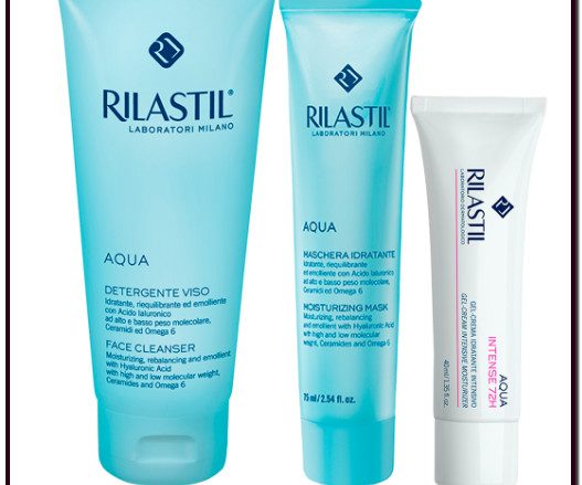 RILASTIL AQUA es una línea de hidratación facial profunda con Ácido hialurónico, Ceramidas y Omega 6 específica para pieles deshidratadas.