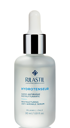 RILASTIL HYDROTENSEUR SÉRUM de textura sedosa y rápida absorción, específico para prevenir y tratar los primeros signos de envejecimiento cutáneo. 30 ml. HIDRATA, RELLENA Y REPARA. EFECTO SINÉRGICO CON ÁCIDO HIALURÓNICO DE 3 PESOS MOLECULARES