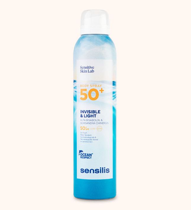 SENSILIS Fotoprotector Body Spray SPF 50+ Fotoprotector corporal antiedad invisible y ligero con toque seco y muy alta fotoprotección SPF50+.