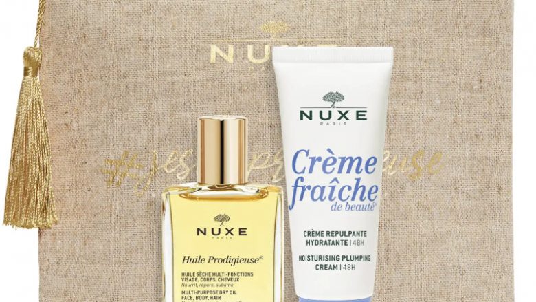 NUXE Esenciales de hidratación. Piel profundamente hidratada El kit NUXE contiene : - 1 Crema Repulpante Hidratante 48h, Crème fraîche de beauté® 30ml - 1 Huile Prodigieuse® 30 ml - Y un estuche de lino 100%. Los componentes del estuche se entregarán por separado.