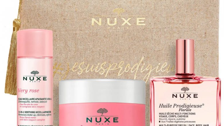 NUXE Routina Pink 3 esenciales de resplandor La routina Pink contiene : - 1 Agua Micelar Calmante 3-en-1 Very Rose 100 ml - 1 Huile Prodigieuse® Florale 50 ml - 1 Mascarilla Purificante y Alisante, Insta-Masque 50 ml y un neceser de lino 100%. Los componentes del neceser se entregarán por separado.