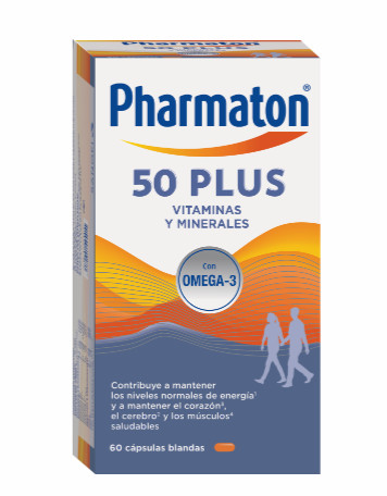 PHARMATON® 50 PLUS
¡Sigue en forma a partir de los 50! Gracias a las vitaminas del Grupo B, Vitamina C, Cobre y hierro, que contribuyen al metabolismo energético y ayudan a reducir el cansancio y la fatiga. Pharmaton 50 Plus contiene ácidos grasos como el Omega 3 que ayudan a cuidar tu corazón y cerebro.