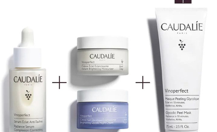 CAUDALIE Ritual Resplandor Vinoperfect Tipo de piel : Todo tipo de pieles Necesita : Resplandor, Antimanchas Ingredientes clave : Viniferina Uso : Por la mañana, a diario ¿Qué es? El ritual Vinoperfect corrige y previene la aparición de manchas para que el cutis esté visiblemente más uniforme y luminoso Este ritual incluye: nuestro best-seller, el Sérum Resplandor Antimanchas, acompañado por la Crema Resplandor Antimanchas y por la Crema Noche Glicólica Antimanchas. De regalo: tu Mascarilla Peeling Glicólico para iluminar inmediatamente tu piel