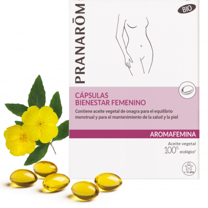 Laboratorio Pranarôm aromaterapia científica Cápsulas Bienestar femenino - onagra - 30 cápsulas Solución natural y eficaz - Contiene aceite vegetal de onagra para el equilibrio menstrual y para el mantenimiento de la salud y la piel