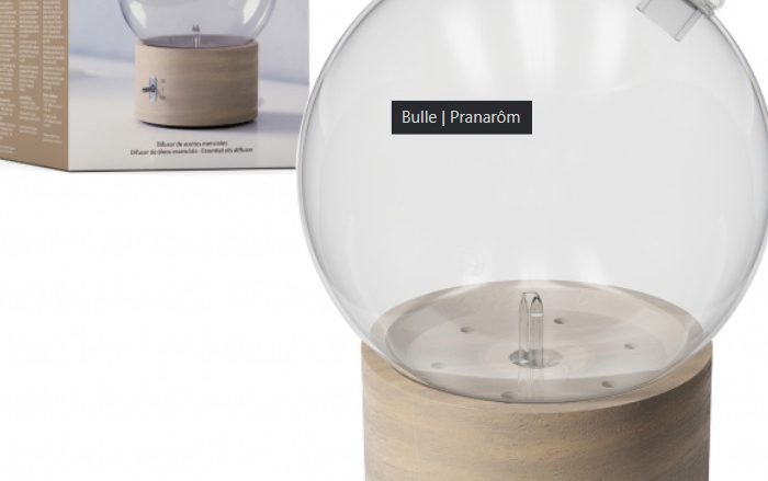 Laboratorio Pranarôm aromaterapia científica Bulle Difusión en frío de aceites esenciales puros, sin agua - Madera y cristal - Efecto bruma y luz