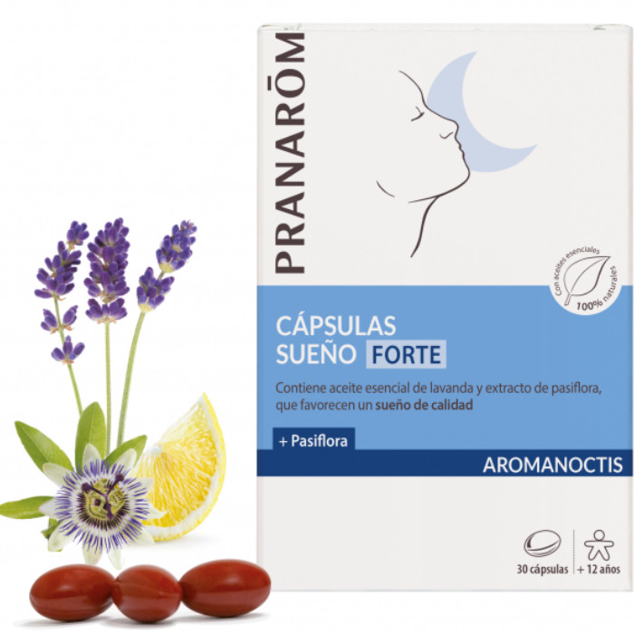 Laboratorio Pranarôm aromaterapia científica Cápsulas Sueño Forte - 30 cápsulas Contiene aceite esencial de lavanda y extracto de pasiflora, que favorecen un sueño de calidad