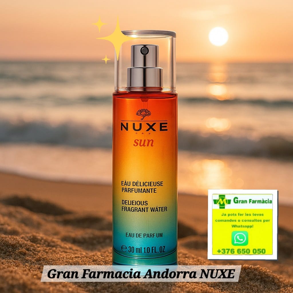 Comprar NUXE en Gran Farmacia Andorra. El olor a verano existe. Déjate envolver por el Agua Deliciosa Perfumada, una fragancia que captura el alma del verano con notas de naranja dulce, tiaré y vainilla. Con un solo gesto te transporta a las noches interminables de julio y agosto. #nuxe #aguadeliciosa #GranFarmaciaAndorra #granfarmacia