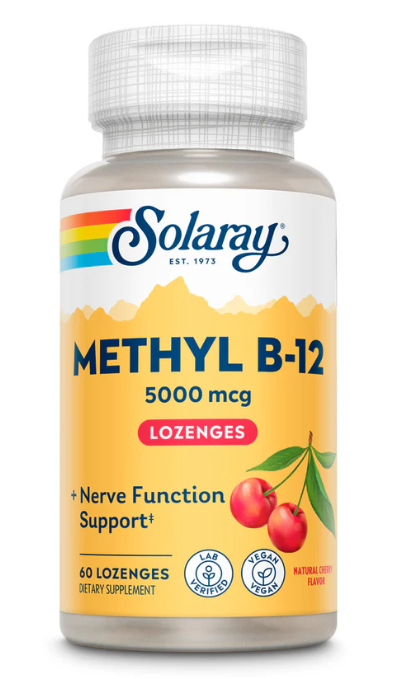 Comprar SOLARAY en ANDORRA GRAN FARMACIA ANDORRA; el producto disponible es METHYL B-12 CHERRY, una fórmula avanzada de vitamina B12 en forma de metilcobalamina, con agradable sabor a cereza. Este suplemento contribuye al funcionamiento normal del sistema nervioso y ayuda a reducir el cansancio y la fatiga. Es ideal para personas con dietas vegetarianas o veganas, y para quienes buscan un apoyo energético diario. La forma metilada de B12 es altamente biodisponible, lo que facilita su absorción. Se presenta en comprimidos sublinguales para una acción rápida y eficaz. #granfarmaciaandorra #solaray #mejoresprecios #parafarmacia #methylb12cherry