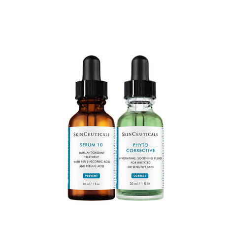 Comprar el protocolo base de SkinCeuticals para pieles sensibles en Gran Farmacia Andorra, diseñado para calmar la irritación, reducir rojeces y reforzar la barrera cutánea sin renunciar a resultados antiedad. Se compone de una rutina de día y de noche combinando productos de alta tolerancia. Los pasos clave del protocolo son: Paso 1: Limpieza. Utiliza un limpiador suave como Soothing Cleanser, que elimina impurezas sin agredir ni resecar la piel. Paso 2: Tratamiento calmante. Aplica el sérum Phyto Corrective. Este gel con extractos botánicos (pepino y tomillo) reduce el enrojecimiento visible y calma la piel irritada.  Paso 3: Hidratación. Sella la hidratación con Phyto A+ Brightening Treatment, una crema ligera que unifica el tono y reconforta la barrera cutánea. Paso 4: Protección (solo mañana). Finaliza siempre con el protector solar Ultra Facial UV Defense SPF 50 para proteger el rostro de los rayos UV sin causar sensibilidad.  Para recomendarte la rutina exacta, cuéntame: ¿Tienes algún problema específico como rojeces, sequedad extrema o tendencia al acné? ¿Cuáles son tus principales preocupaciones además de la sensibilidad (arrugas, manchas, etc.)? Visita Gran Farmacia andorra y te asesoraremos.