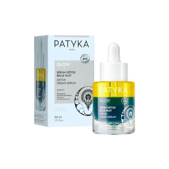 Comprar Patyka Glow Sérum Detox Belle Nuit en Gran Farmacia Andorra es un sérum nocturno revitalizante que ayuda a desintoxicar la piel, aportar luminosidad y combatir los signos de fatiga mientras duermes. Su fórmula con activos antioxidantes y renovadores favorece un efecto glow natural al despertar.