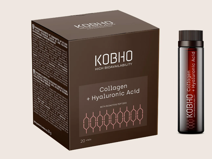 Comprar Kobho colágeno en Gran Farmacia Andorra. Colágeno + ácido hialurónico.  Fórmula optimizada con compuestos que estimulan la producción de colágeno (tipo I y III) y la hidratación desde el interior, contribuyendo al mantenimiento de las propiedades de la piel, cabello y uñas. 20 viales (suministro para 20 días). 1 vial al día. Preferiblemente por la mañana. Fabricado en España.