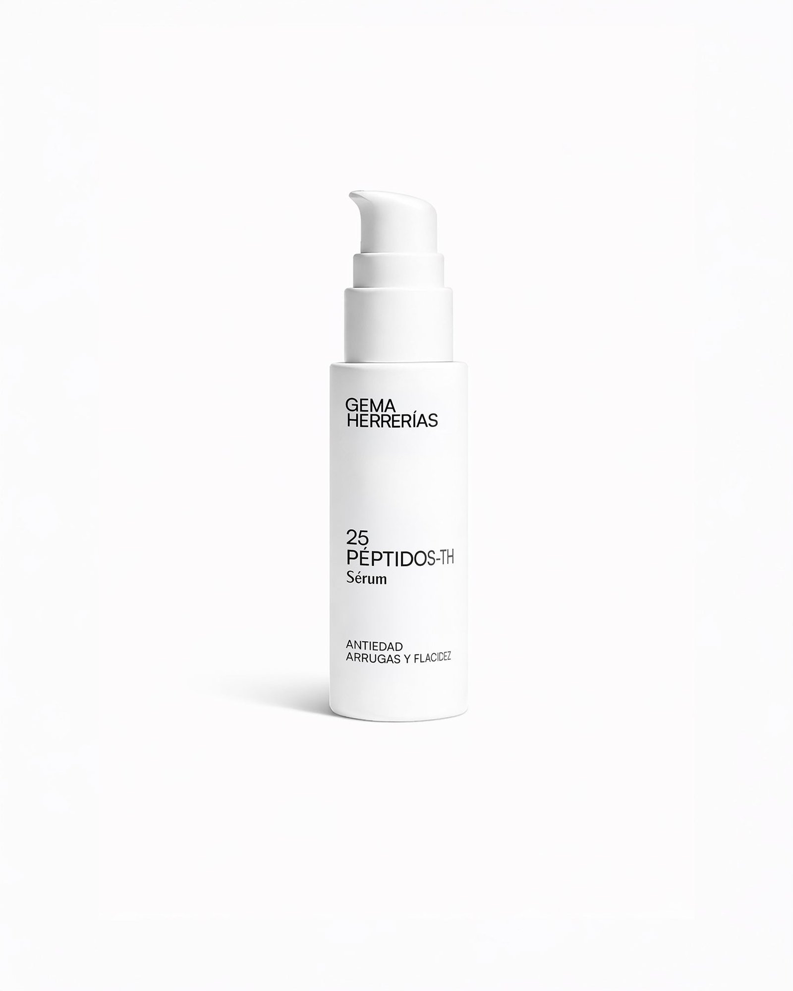 Comprar Sérum antiedad 25 PÉPTIDOS-TH de Gema Herrerías en Gran Farmacia Andorra * El sérum 25 PÉPTIDOS-TH es un tratamiento intensivo formulado con multipéptidos y ácido hialurónico diseñado para combatir arrugas, mejorar la elasticidad y reafirmar la piel. * El producto se presenta en un envase airless de 30 ml y destaca por sus propiedades que estimulan la síntesis de colágeno y protegen contra su degradación.